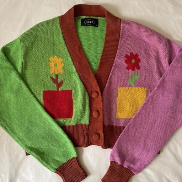Cider Sweaters - Cider Floral Cropped Cardigan